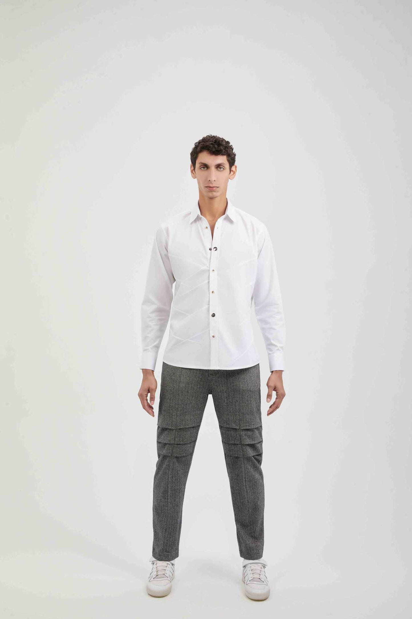 Pleated Chevron Trousers