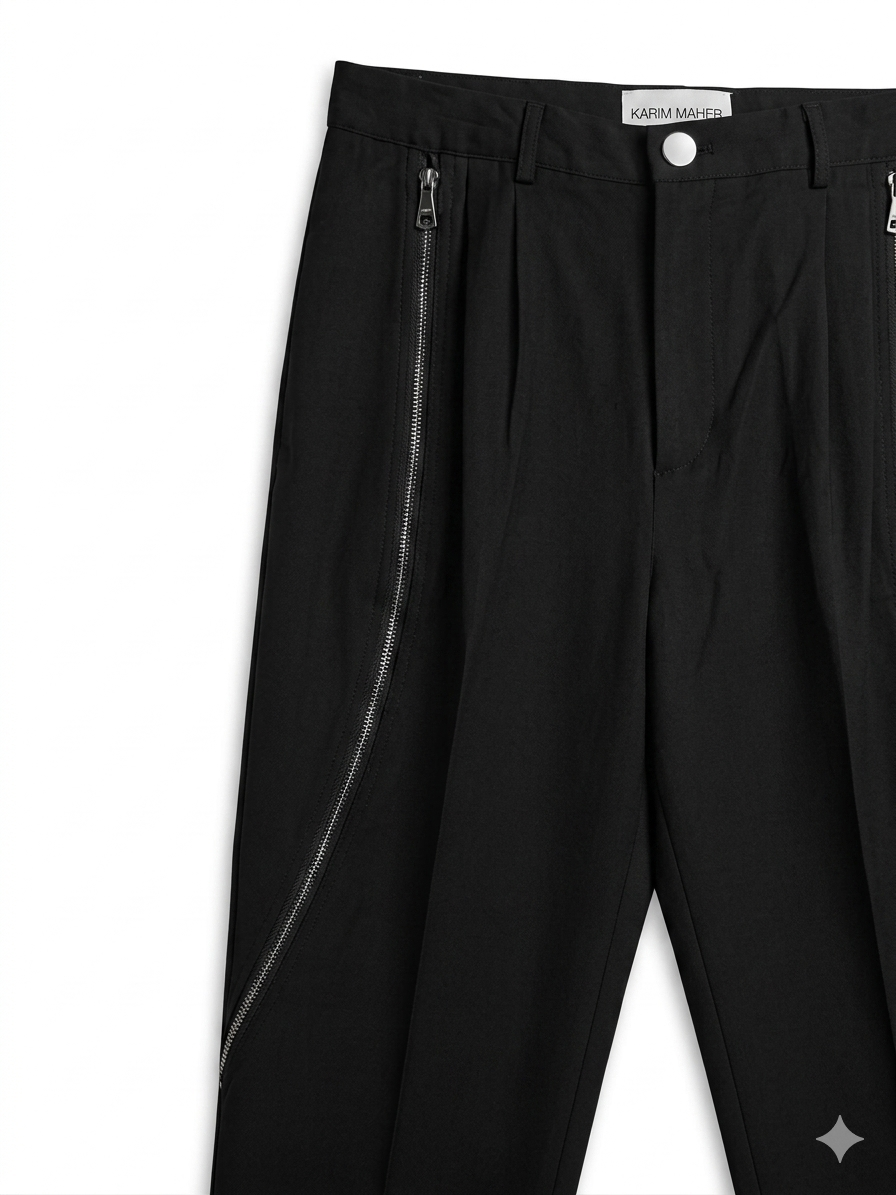 The Curved-Zip Cotton Trouser
