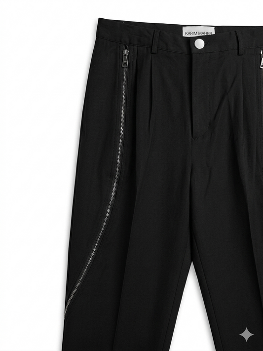 The Curved-Zip Cotton Trousers