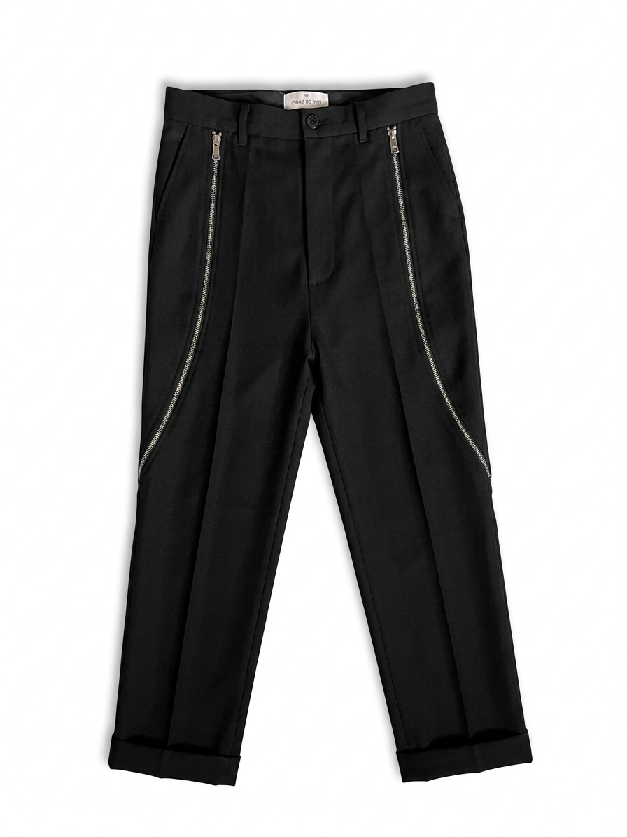 The Curved-Zip Cotton Trouser